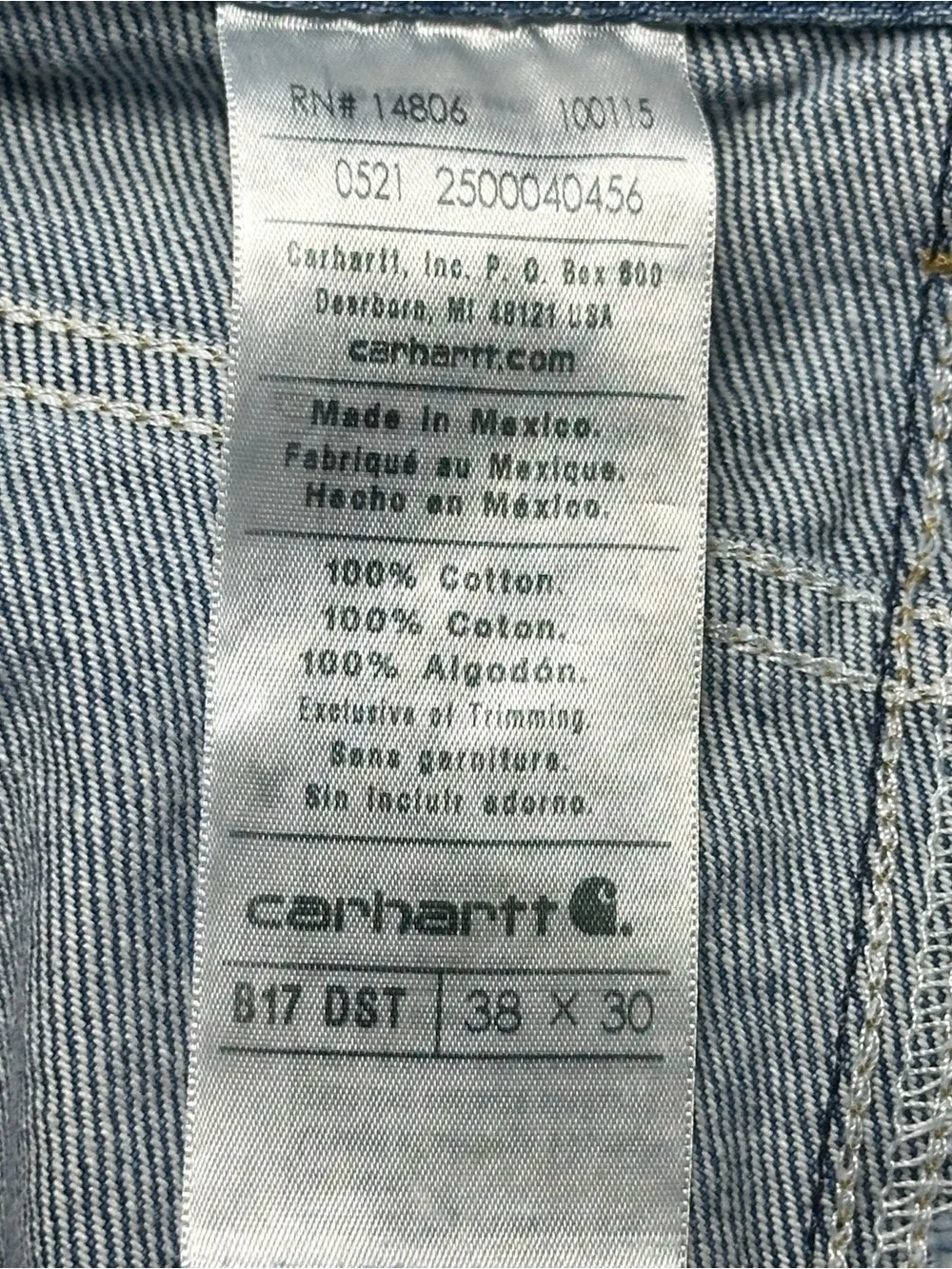 Carhartt Classic Blue Men's Denim Jeans Relax Fit Medium Wash 38x30